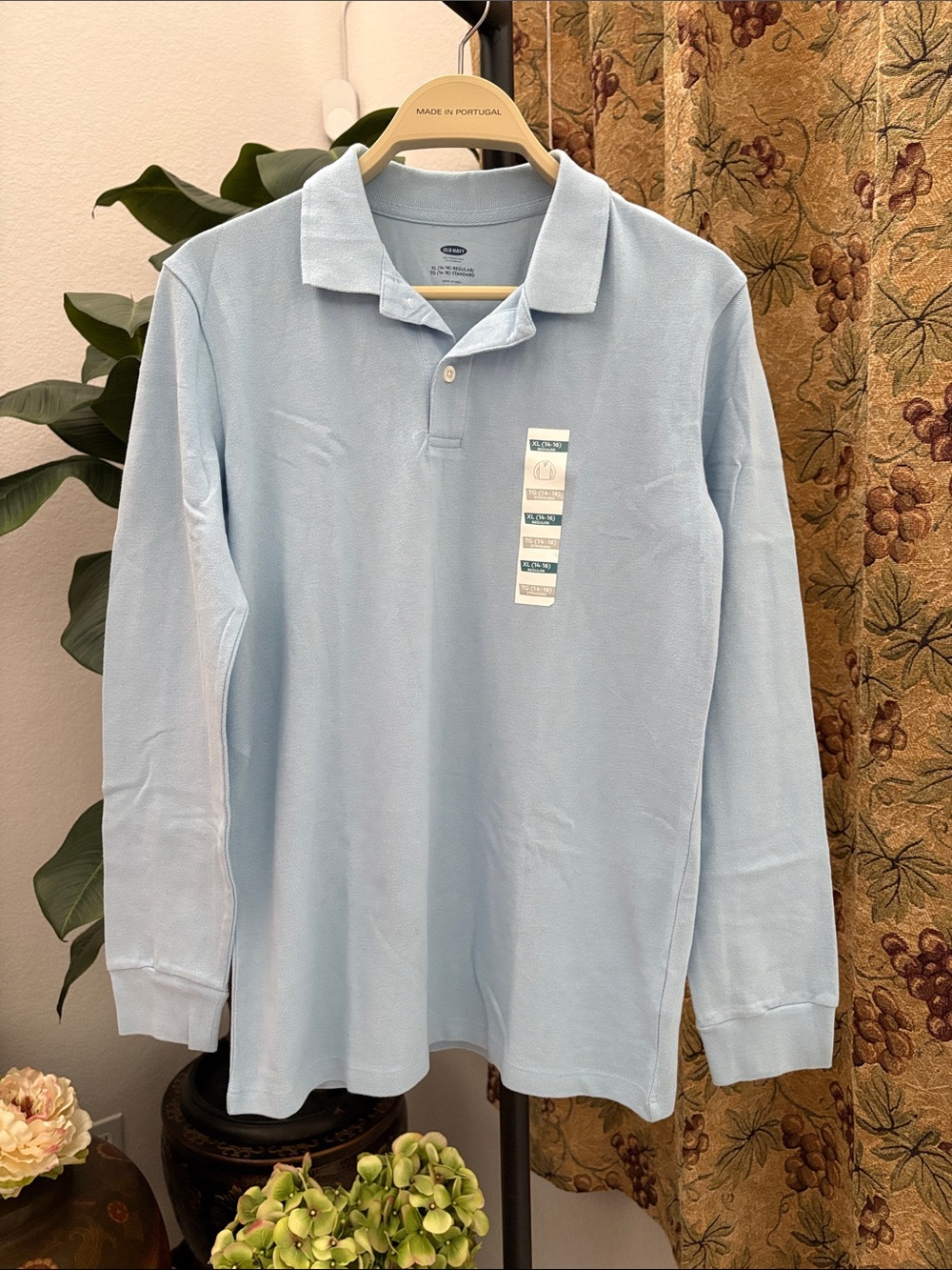 Old Navy Light Blue Long-Sleeve Polo Shirt